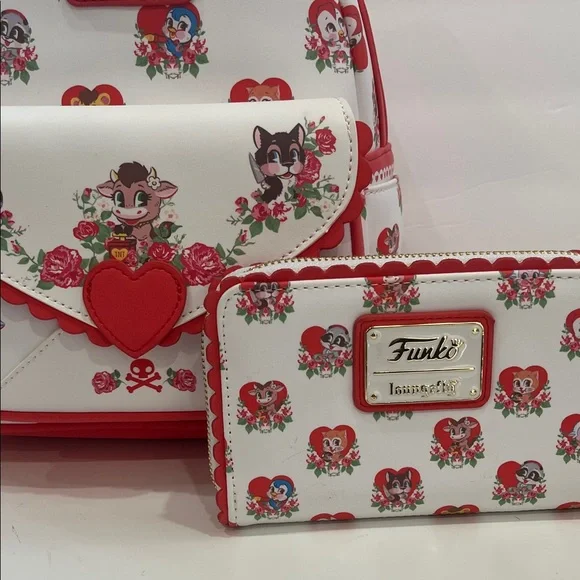 Loungefly Funko Villainous Valentines Heart Character Print Backpack & Wallet - Picture 10 of 10